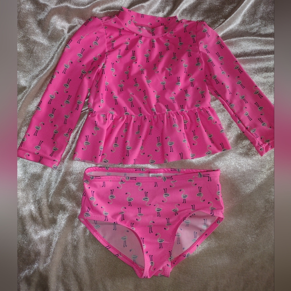 Flamingo baby long sleeve swim suit